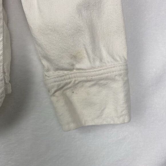 Zara Denim Shacket Shirt Womens Small White Ivory Oversized Pocket Button Up - Picture 11 of 16